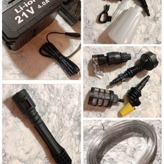 ꒰未使用꒱水道接続不要コードレス 水泡洗浄高圧洗浄機セット  白 水掃除 車清掃