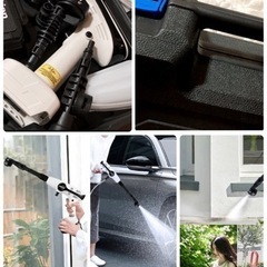 ꒰未使用꒱水道接続不要コードレス 水泡洗浄高圧洗浄機セット  白 水掃除 車清掃