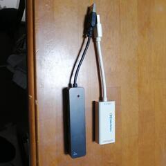 USBハブ、LANケーブルUSB セット