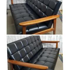 【美品】karimoku/カリモク60 Kチェア2シーター 二人掛け ブラック ラバートリー材 
