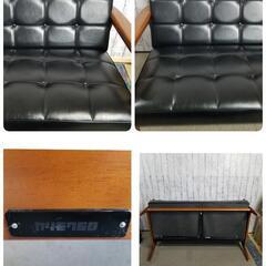 【美品】karimoku/カリモク60 Kチェア2シーター 二人掛け ブラック ラバートリー材 