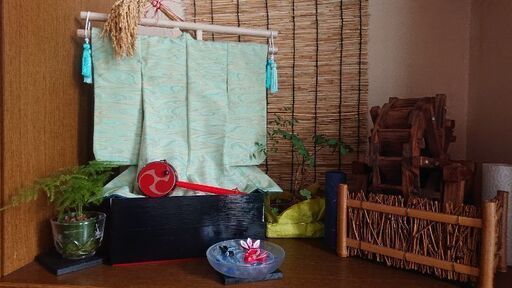 夏でも爽やかミニ着物(ミニ衣桁付)