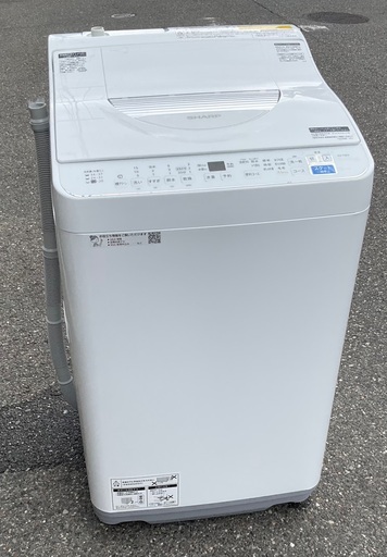 【RKGSE-808】特価！シャープ/SHARP/5kgタテ型洗濯乾燥機/ES-T5E9-W/中古品/2021年製/当社より近隣地域無料配達