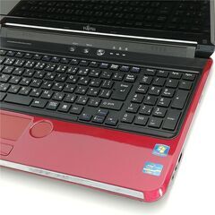 保証付 新品SSD Wi-Fi有 15.6型 ノートパソコン 富士通 AH56/D 赤色 中古