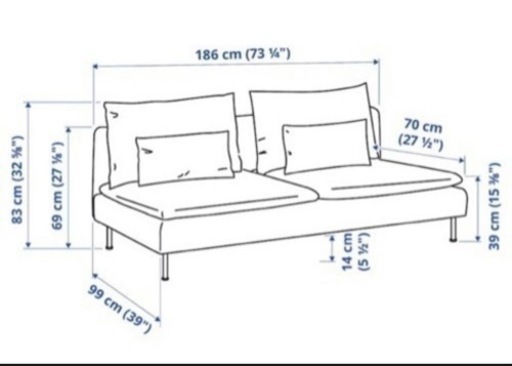 IKEA ソーデルハムン 3人掛け クッション付き 45000円から40000円