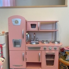 おままごと　キッチン　ピンク　木製