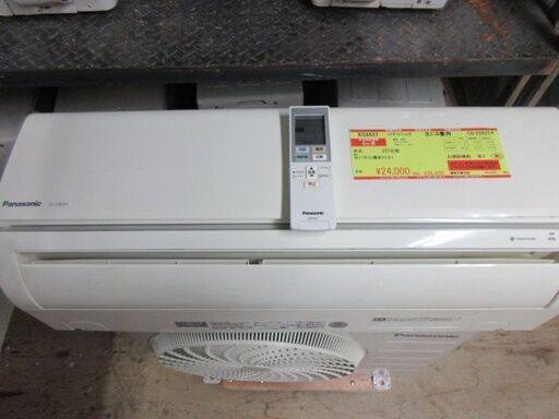 K03437　パナソニック　 中古エアコン　主に6畳用　冷房能力　2.2KW ／ 暖房能力　2.2KW