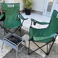 バーベキュー　キャンプ用　椅子2個　コンロセット