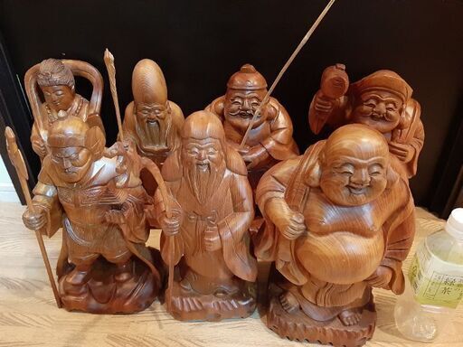 七福神　木彫り　高級木材　縁起物