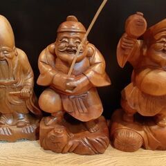 七福神　木彫り　高級木材　縁起物