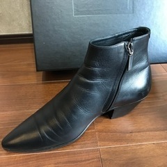 サンローラン ヒールブーツ 40 1/2 ビブラムソール貼り済 ショートブーツ