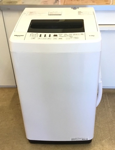 ＜美品＞ハイセンス 洗濯機・4.5kg・風乾燥◇HW-T45-C