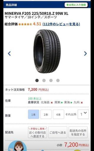 新品 MINERVA ミネルバ F205 サマータイヤ 225/50R18 4本