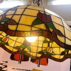 ステンドグラス 天井照明★LED電球つき 花柄 アンティーク クラシック インテリア ライト ランプ (検 ロイズ アンティークス★買取帝国 志木店