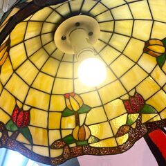 ステンドグラス 天井照明★LED電球つき 花柄 アンティーク クラシック インテリア ライト ランプ (検 ロイズ アンティークス★買取帝国 志木店
