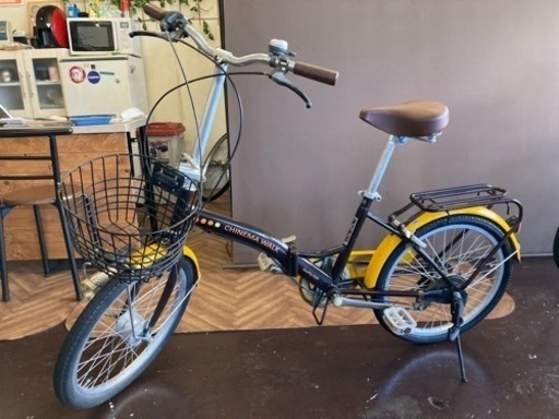 【オートライト】6段変速　20インチ折りたたみ自転車　ブラウン×イエロー