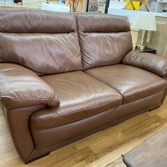 R206 最高級感 NITORI 本革2Pソファ ブラウン、幅180cm 美品