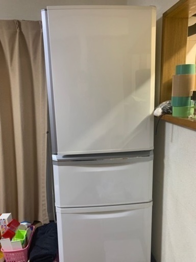 2013年式 335L ノンフロン冷凍冷蔵庫 三菱MR-C34W-W