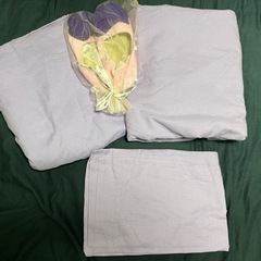 【新品未使用】ダブル　ベッドシーツ、布団カバー、枕カバー、スリッパ