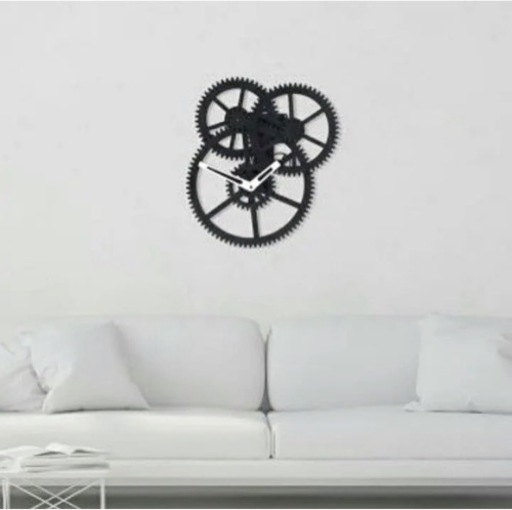 Kikkerland Black Triple Gear Wall Clock