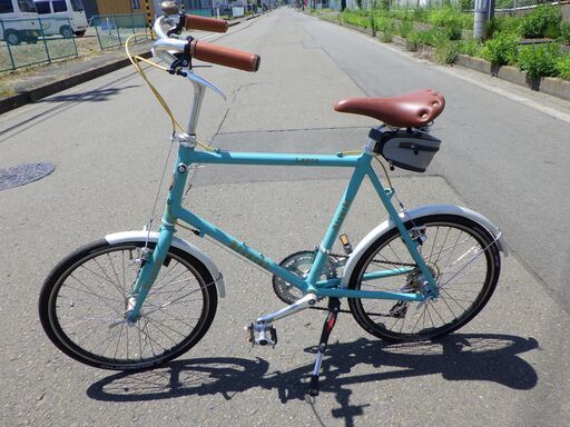 【ジモ取引終了8/4】≪Z1946⑫ジ限≫ Bianchi/ビアンキ Minivelo-9/ミニベロ Lepre 20インチ 小径車 TEKTRO 自転車 革サドル レトロ調 現状品
