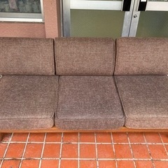 中古 店舗近郊送料格安 三人掛けソファー ブラウン BR 幅190cm×奥84cm