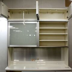 パモウナ キッチンボード 幅160cm 上棚付き EMB-S1600R レギュラーカウンター ホワイト  中古家具 店頭引取歓迎 R6208)