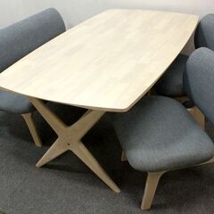 ニトリ/NITORI ダイニングテーブルセット LDテーブル リラックスワイド160 ホワイトウォッシュ/グレー   中古家具 店頭引取歓迎 R6237)