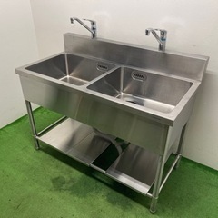 業務用 ステンレス 2槽シンク流し台 蛇口付き 店舗 飲食店 厨房 