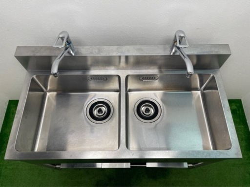 業務用 ステンレス 2槽シンク流し台 蛇口付き 店舗 飲食店 厨房