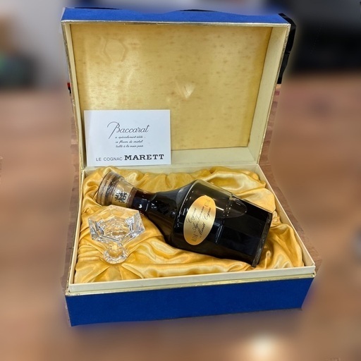 J1460 古酒 稀少 至高ブランデー マレット Marett  Baccarat バカラクリスタルボトル コニャック ブランデー 750ml ケース付 替え栓付