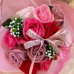 シャボンフラワー  ピンク系  花束 ブーケ  ソープフラワー