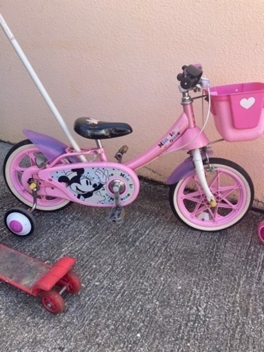 ♡ミニーちゃん♡ハンドルバー&補助輪付き子供用自転車　14インチ ♡ミニーちゃん♡ハンドルバー&補助輪付き子供用自転車 14インチ