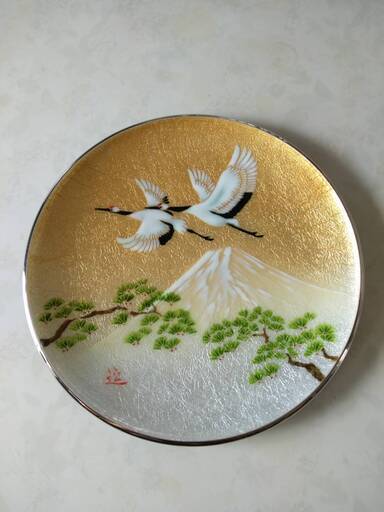 【未使用】　七宝飾皿　鶴　富士山　大皿　飾り皿　直接取引歓迎　取り置き無料 愛知県岡崎市から