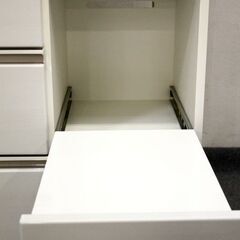 NITORI/ニトリ キッチンボード アルミナ 幅140 ハイグロスホワイト ダイニング レンジ台  中古家具 店頭引取歓迎 R6256)