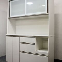 NITORI/ニトリ キッチンボード アルミナ 幅140 ハイグロスホワイト ダイニング レンジ台  中古家具 店頭引取歓迎 R6256)