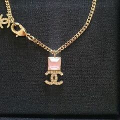 シャネル ネックレス スクエアストーン ココマーク ピンク