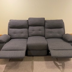 リクライニングソファー　3人掛け　グレー