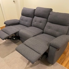 リクライニングソファー　3人掛け　グレー