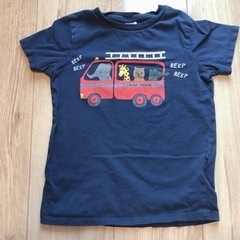 H&M Tシャツ　100cm アニマル　動物　男の子　消防車