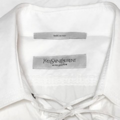 YVES SAINT LAURENT イヴサンローラン 長袖 シャツ ホワイト 白 L イタリア製 ヴィンテージ ビンテージ 希少 正規品 古着 カジュアル ウェア ドレス  