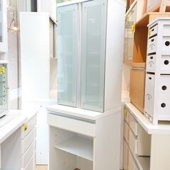 高橋木工所 食器棚 幅60cm スリム ホワイト 鏡面仕上げ ■近隣配送無料 買取帝国 朝霞店