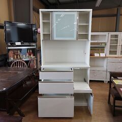 商談中　ニトリ　アルミナ２　１００ＫＢ　２枚スライド扉キッチンボード　白　【愛品倶楽部柏店】