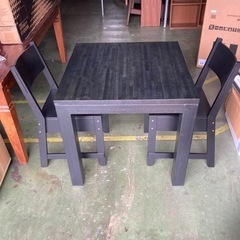 ● テーブルと椅子2脚のセット、ブラック、ダイニングテーブル