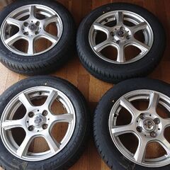 155 65R/14サイズの新品未使用タイヤと中古アルミホイールのセット