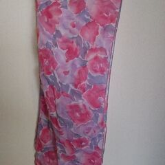 (完了)ピンクグレー花柄スカーフ