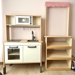 IKEA　子供用ミニキッチン（DUKTIG）＋自作のおままごとマ...