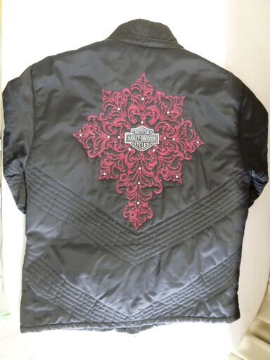 ハーレーダビットソン　刺繍ナイロンジャケット/Sサイズ/中綿入り・ライダースジャケット