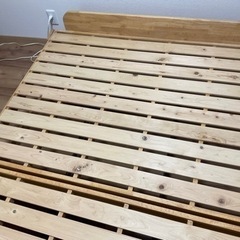 ひのきスノコ折りたたみダブルベッド　中居木工製　国産