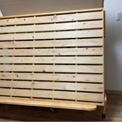 ひのきスノコ折りたたみダブルベッド　中居木工製　国産